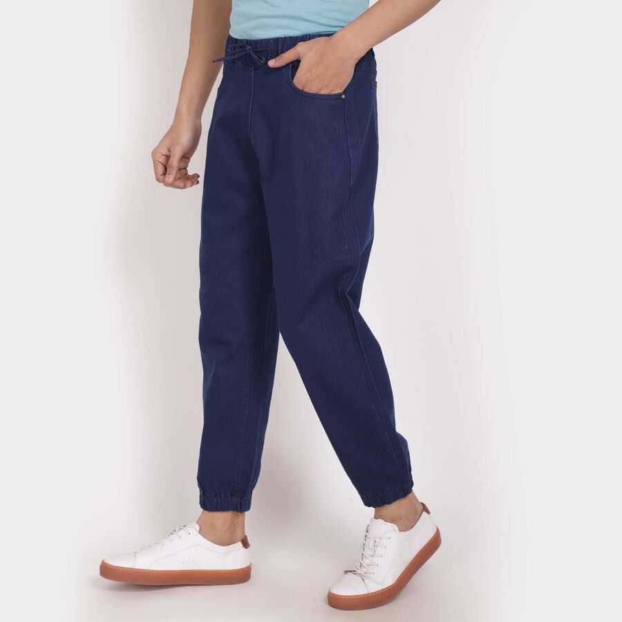Jogger Fit High Rise Jeans, Mid Blue, large image number null