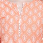 Printed 3/4th Sleeve Kurta, Peach, small image number null