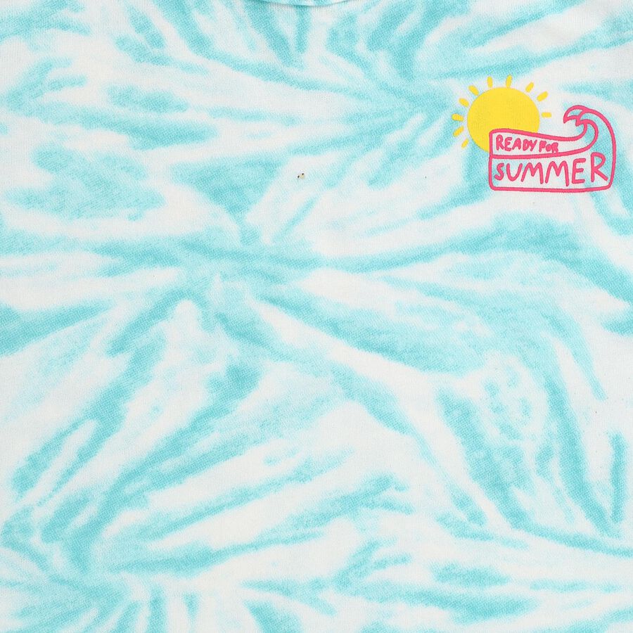 Infants' Light Aqua Cotton Round Neck Casual Shorts Set, Aqua, large