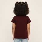 Girls' Burgundy Cotton Round Neck Graphic T-Shirt, Wine, small image number null