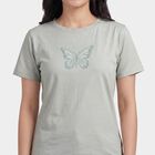 Women's Mint Green Round Neck Graphic T-Shirt, Light Green, small