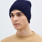 Men's Deep Navy Blue Knitted Beanie Cap, नेवी ब्लू, small image number null