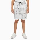 Boys' Muted Charcoal Gray Regular Fit Bermuda Shorts, ऑफ व्हाइट, small
