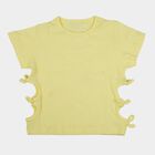 Girls Yellow Cotton Casual T-Shirt, पीला, small