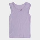 Girls' Lilac Cotton Round Neck Casual Vest, Lilac, small