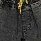 Boys Black Regular Fit Jogger Style Jeans, काला, small