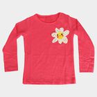 Girls Pink Round Neck Regular Top, गुलाबी, small