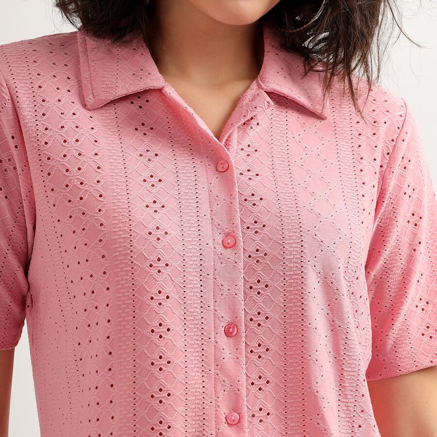 Women's Light Pink Collared Casual Shirt, Purple, large image number null
