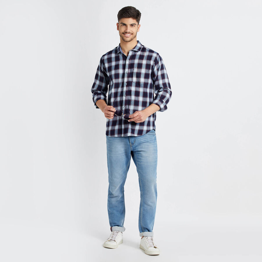 Checks Casual Shirt, Dark Blue, large image number null