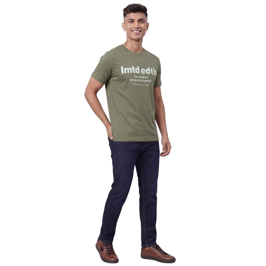 Men's Light Green Round Neck Graphic Printed T-Shirt, Light Green, large