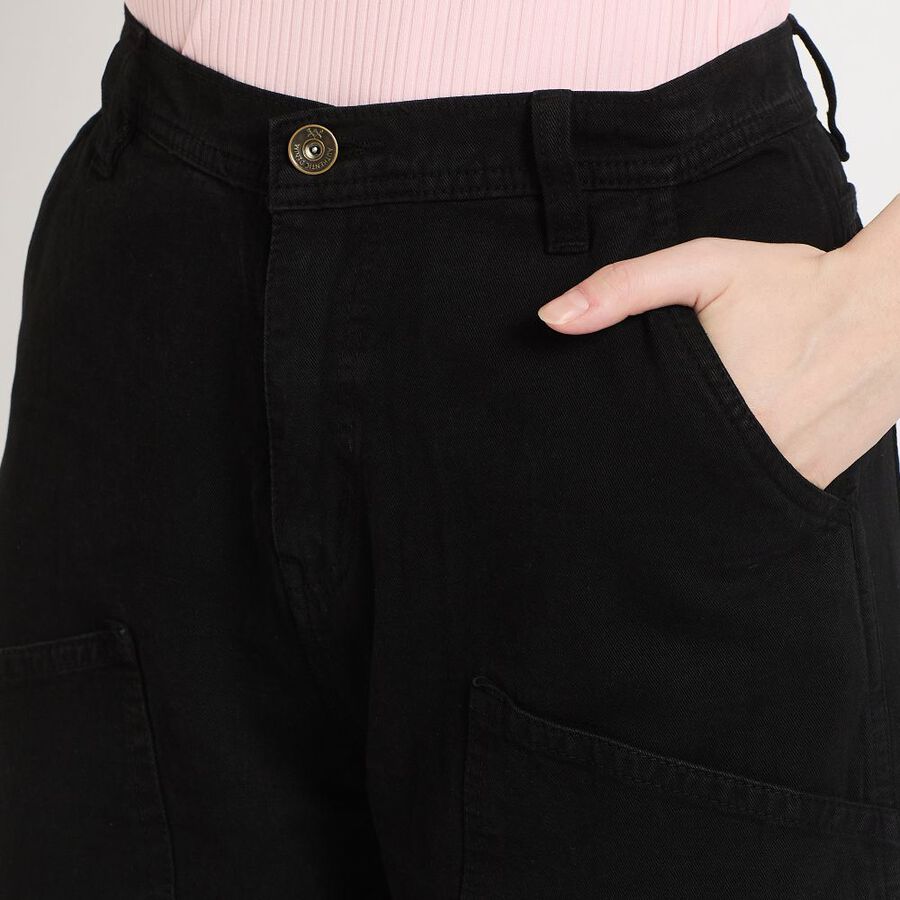Ladies' 100% Cotton Trousers, काला, large image number null