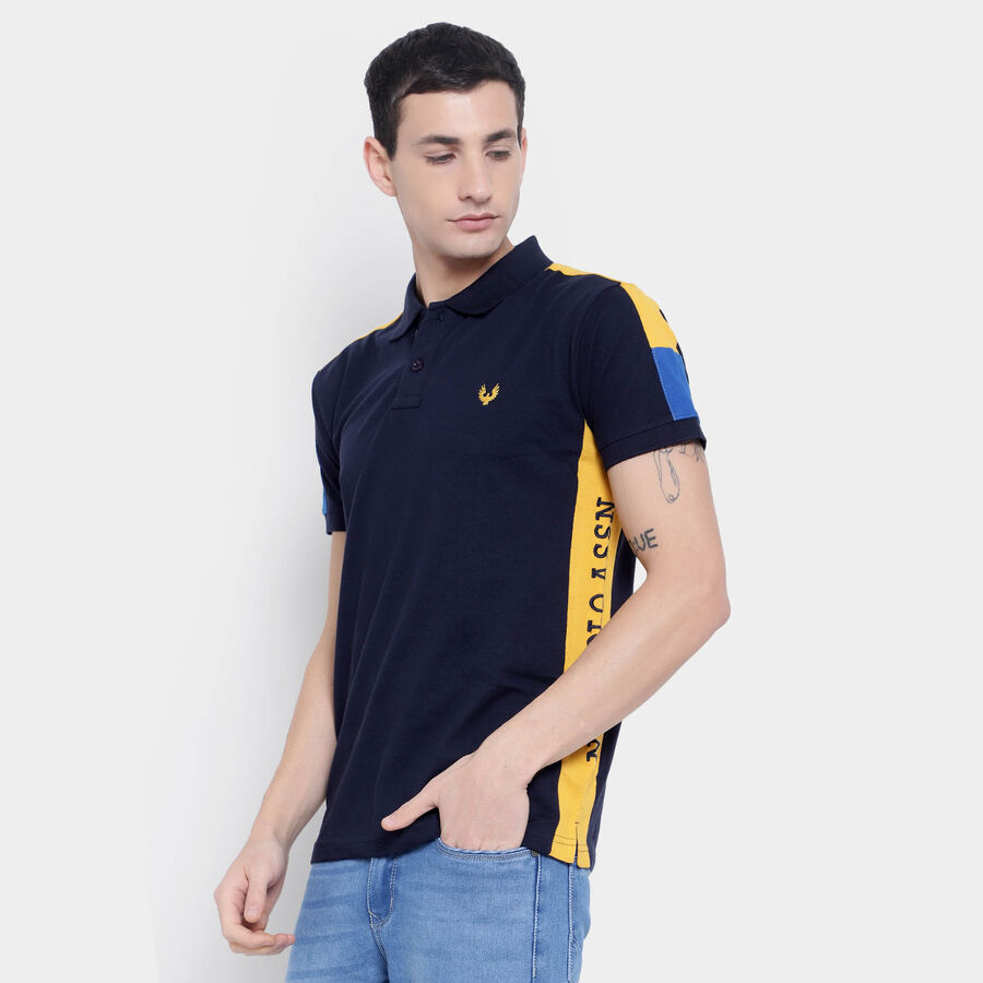Cut & Sew Polo Shirt, नेवी ब्लू, large image number null