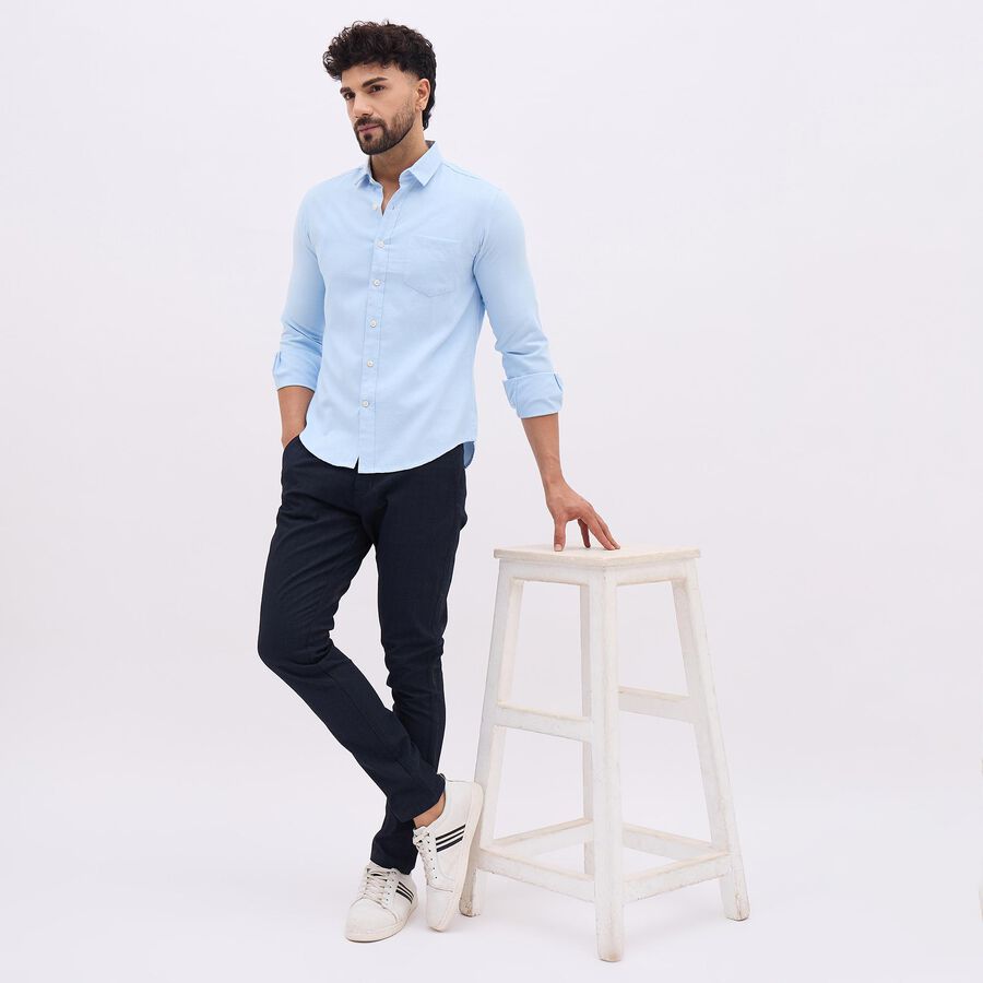 Men's Bright Aqua Classic Slim Fit Casual Shirt, Aqua, large