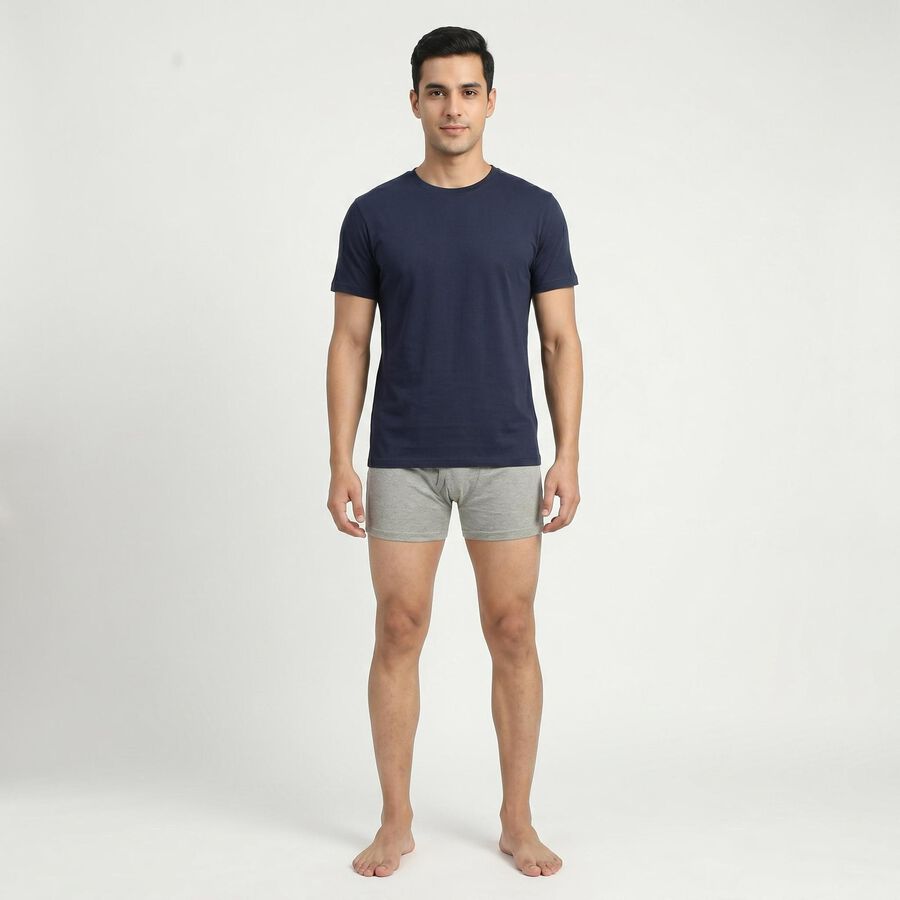 Men's Mid Grey Regular Fit Solid Trunks, मिश्रित मध्यम ग्रे, large