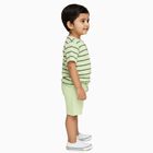 Infants' Light Green Cotton Henley Neck Striped Baba Suit, हल्का हरा, small