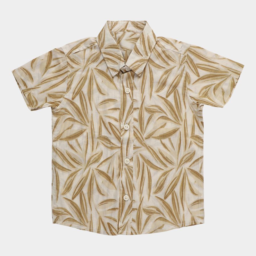 Boys Off-White Cotton Half Sleeve Classic Collar Casual Shirt, Off White, large