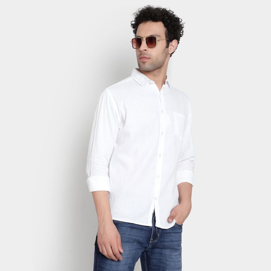 Cotton Solid Casual Shirt, White, large image number null