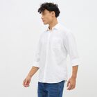 Men's Bright Snow White Cotton Spread Collar Casual Shirt, सफ़ेद, small image number null