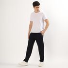 Men's Jet Black Regular Fit Zippered Track Pants, Black, small image number null