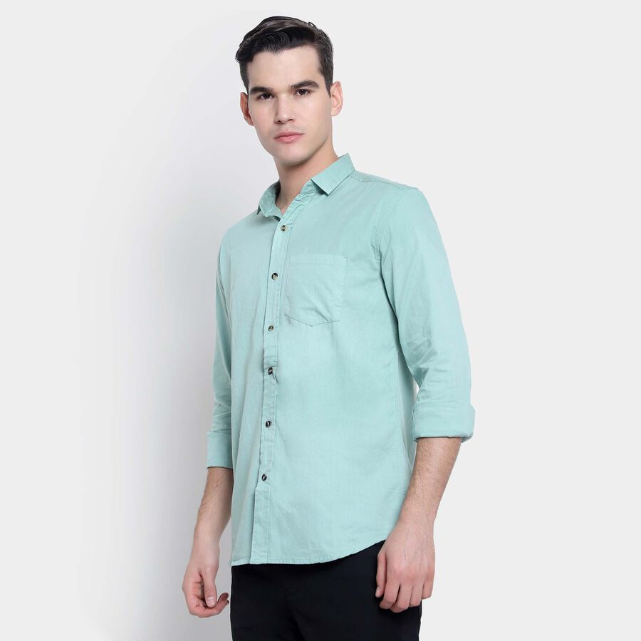 Cotton Solid Casual Shirt, Light Green, large image number null