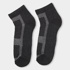 Men's Dark Navy Blue and Charcoal Black Cotton Blend Geometric Pattern Socks, Navy Blue, small image number null