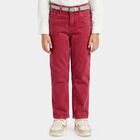 Girls Pink Straight Fit Solid Jeans, Pink, small