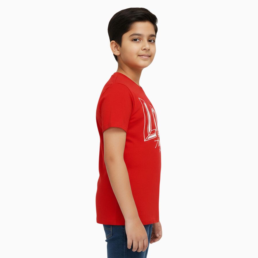 Boys' Half Sleeves T-Shirt, लाल, large image number null