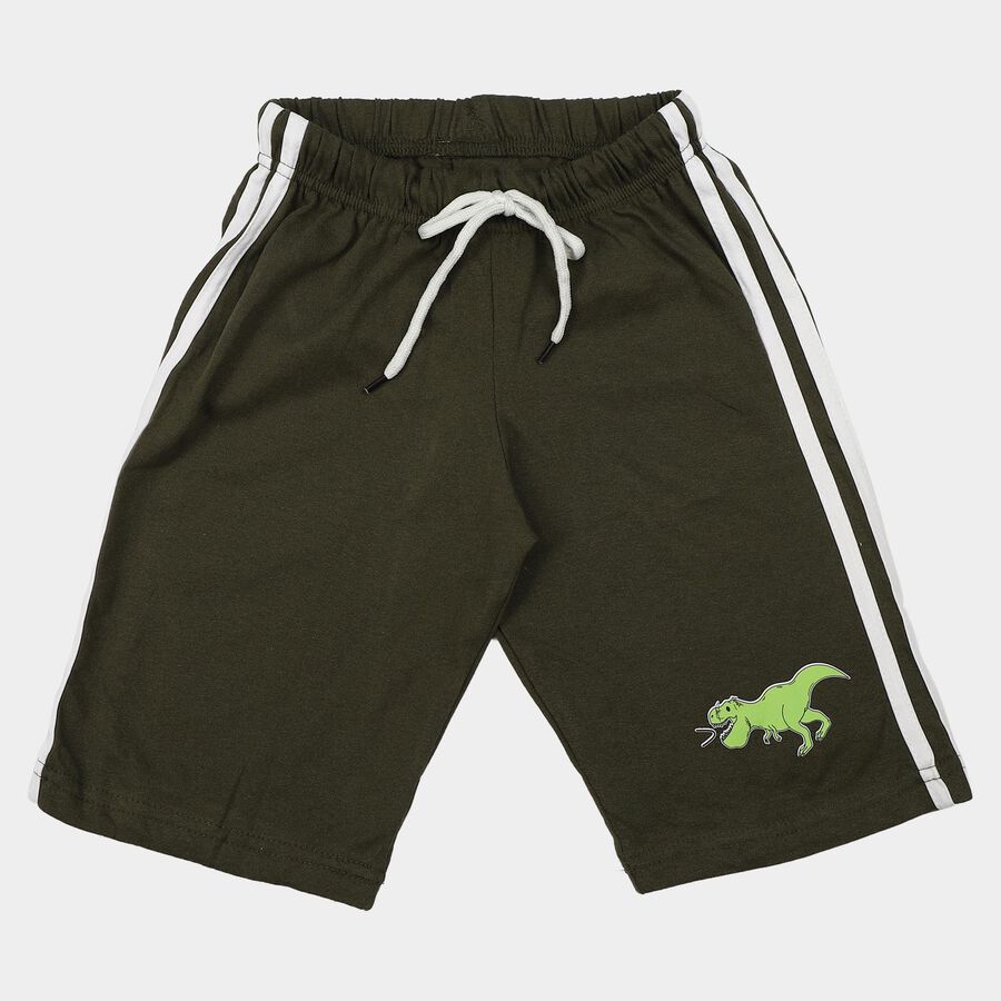 Boys' Olive Green Regular Fit Side Stripe Jamaican Shorts, Olive, large