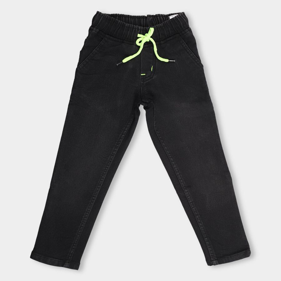 Boys' Jet Black Slim Fit Jogger Jeans, Black, large image number null