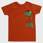 Boys Burnt Orange Cotton Round Neck Casual T-Shirt, Brown, small