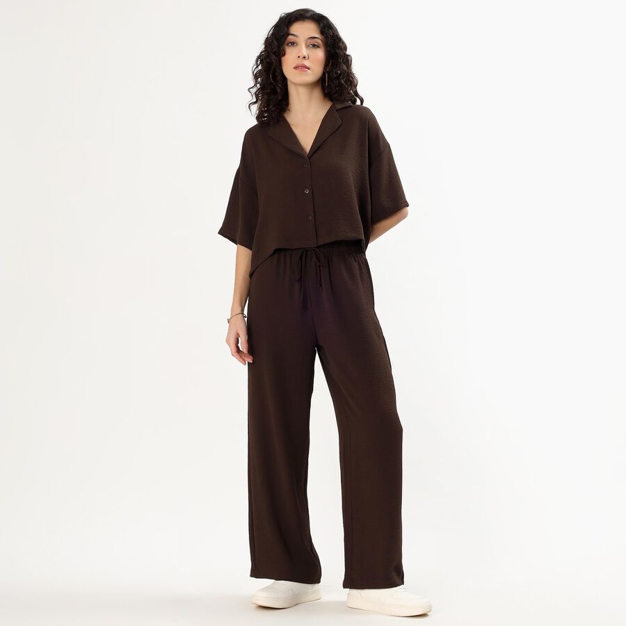 Women's Brown Solid Ethnic Set, Brown, large