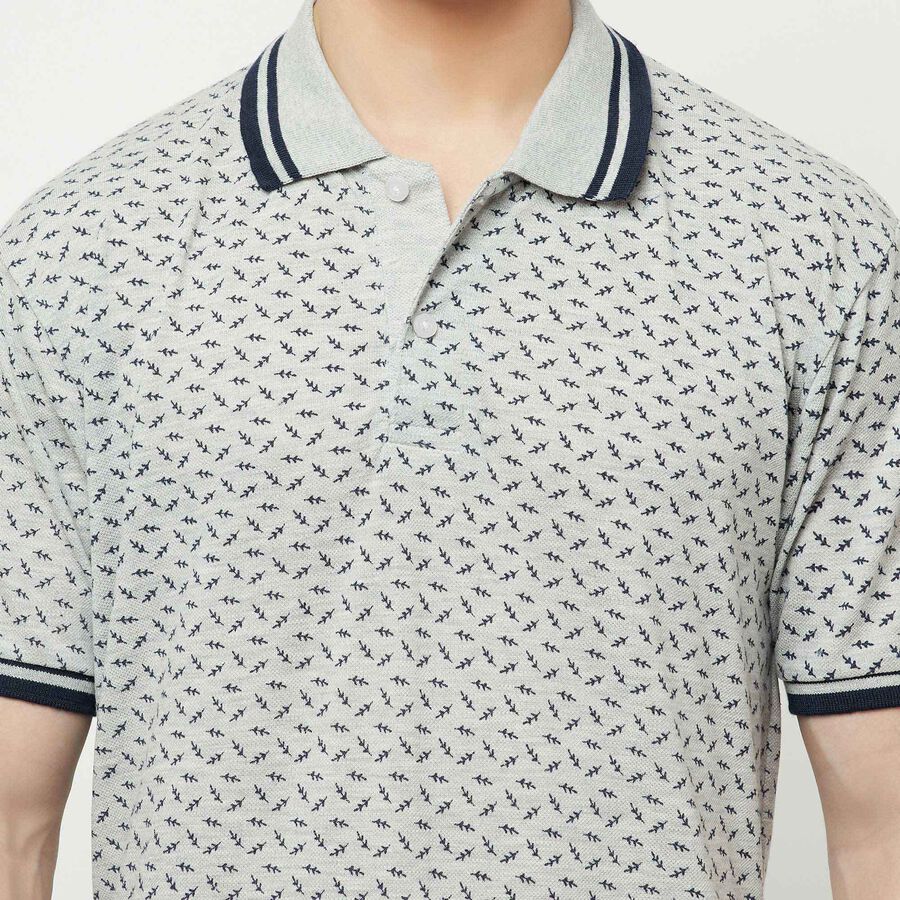 प्रिंटेड पोलो शर्ट, हल्का ग्रे, large image number null