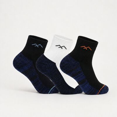 Men's Navy Blue Regular Fit Colorblocked Pack of 3 Socks