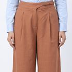 Women's Rust Wide Leg Pleated Trousers, Rust, small
