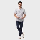 Men's Grey Cotton Spread Collar Shirt, Dark Grey, small