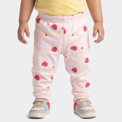 Infants Pink Jogger Fit Strawberry Printed Pyjama