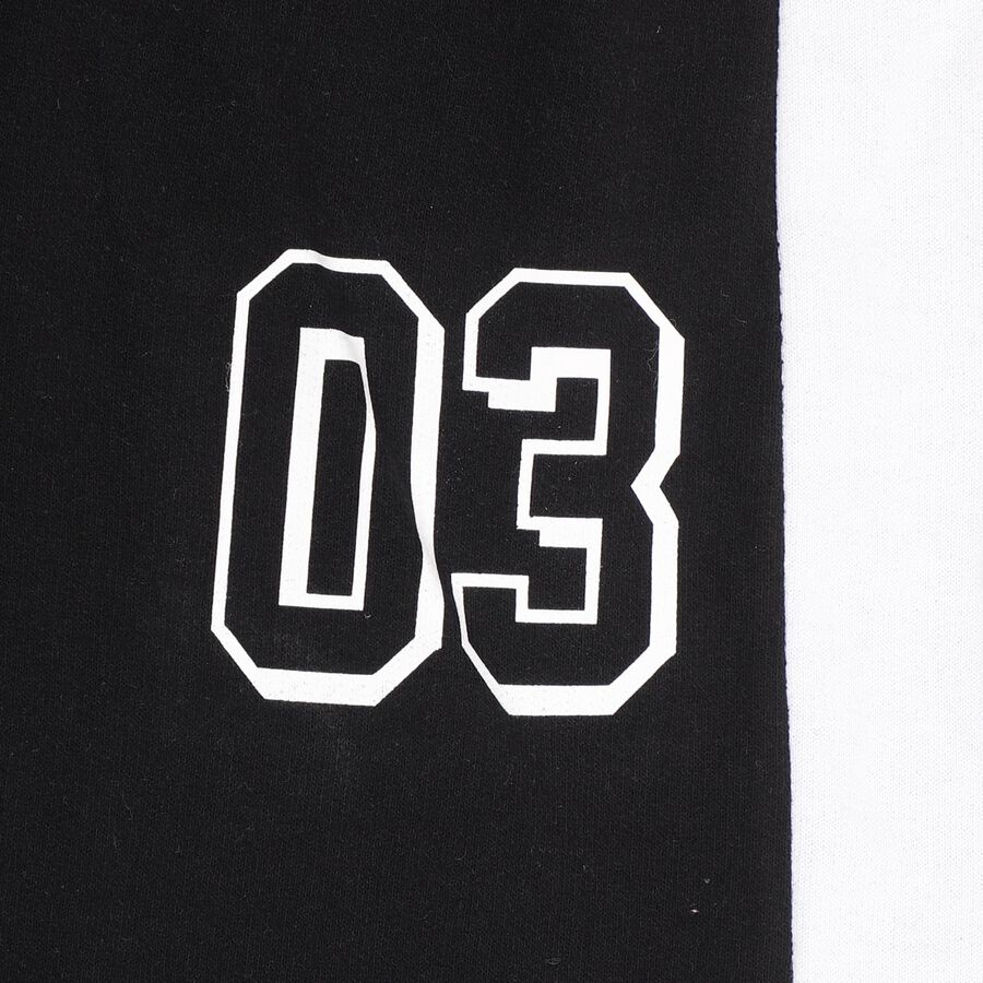 Boys' Black And White Regular Fit Contrast Panel Pyjama, Black, large image number null