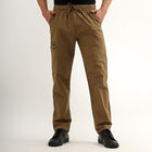 Men's 100% Cotton Jogger Track Pants, Khaki, small