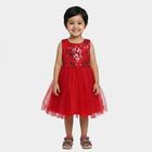 Girls' Red Sequin Bodice Fit and Flare Frock, Red, small