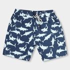 Boys' Navy Blue Printed Elastic Waist Bermuda Shorts, Navy Blue, small image number null