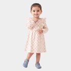 Infants' Beige Fit and Flare Floral Printed Frock, Beige, small