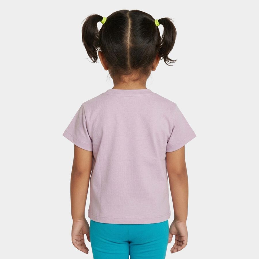 Girls Purple Cotton Round Neck Casual T-Shirt, Lilac, large