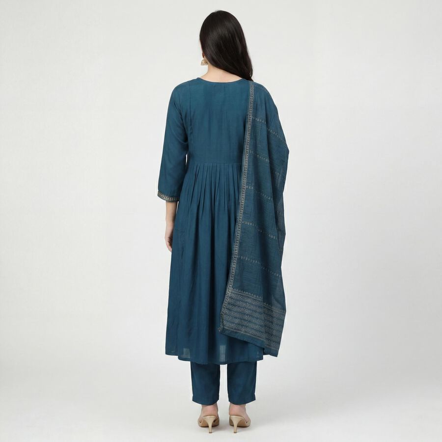 Women's Teal Blue Ethnic Set, टील ब्लू, large