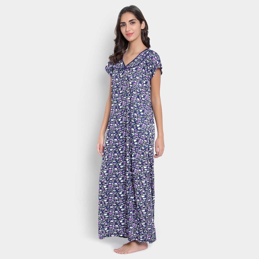 Printed Nighty, Navy Blue, large image number null
