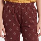 Girls' Wine Straight Fit Geometric Printed Pyjama, वाइन, small