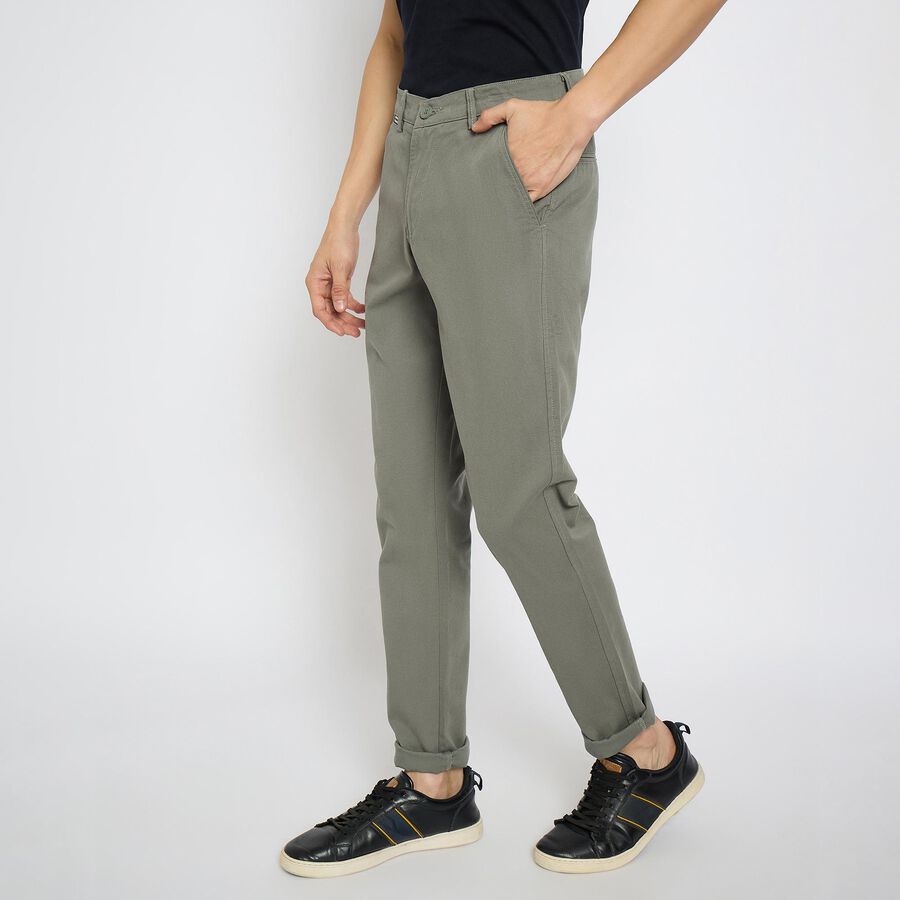 Men's Slim Fit Casual Trousers, गहरा हरा, large image number null