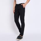 Men's 100% Cotton Slim Fit Casual Trousers , काला, small image number null