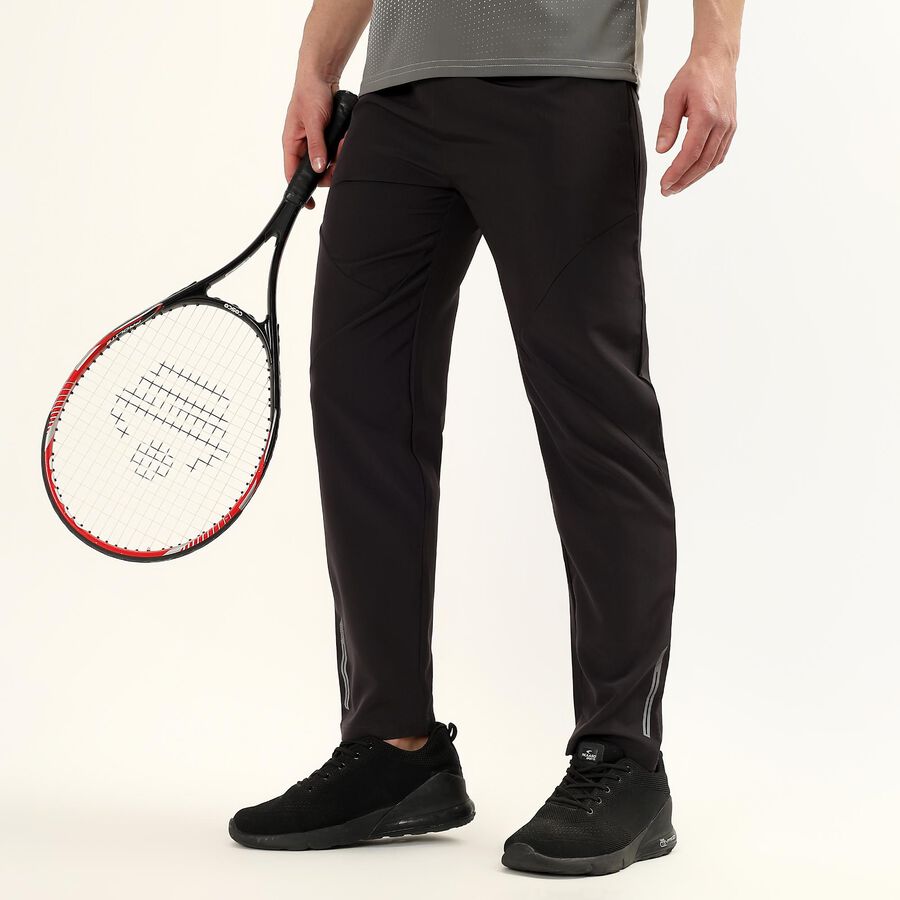 Men's Dark Grey Regular Fit Reflective Track Pants, Dark Grey, large