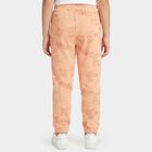 Girls Peach Regular Fit Text Printed Pyjama, पीच, small