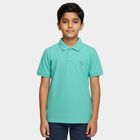 Boys' Dark Green Cotton Blend Crew Neck Graphic Printed T-Shirt, गहरा हरा, small